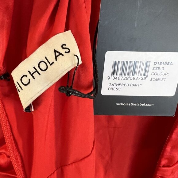 NWT NICHOLAS Gathered Party Dress in Scarlet Red $698 - Picture 10 of 14